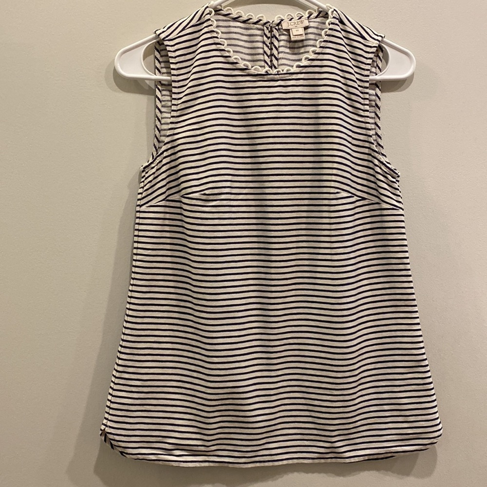 J Crew Striped Corded Top Womens Sz 00 Sleeveless Keyhole Neck Tank Blouse NWT
